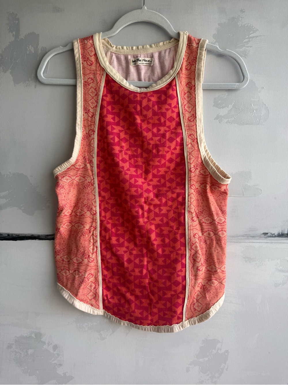 We The Free Pink and Coral Sleeveless Patterned Tank